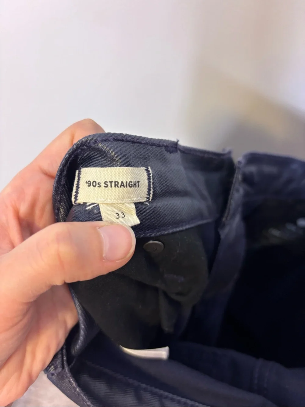 Madewell Women’s 90’s Straight Coated Navy Iridescent Jeans 33